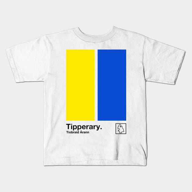 County Tipperary, Ireland - Retro Style Minimalist Poster Design Kids T-Shirt by feck!